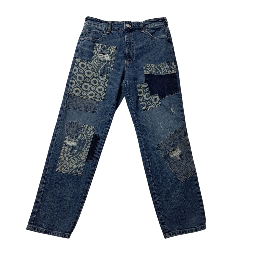 Anthropologie Pilcro Jeans Womens 27 Blue The Borrowed Patchwork Paisley Boho